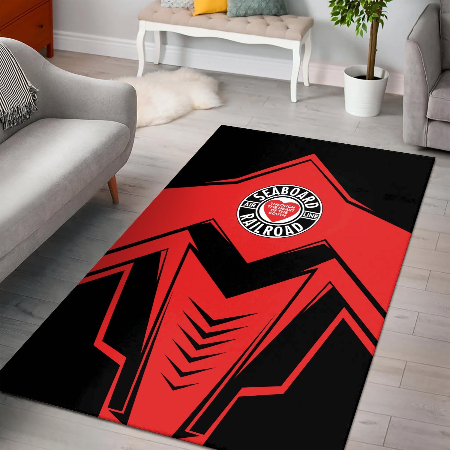 Railspirit Seaboard Air Line Railroad Area Rug Railway Trainspotter Style Rug Gift Idea For Foamers