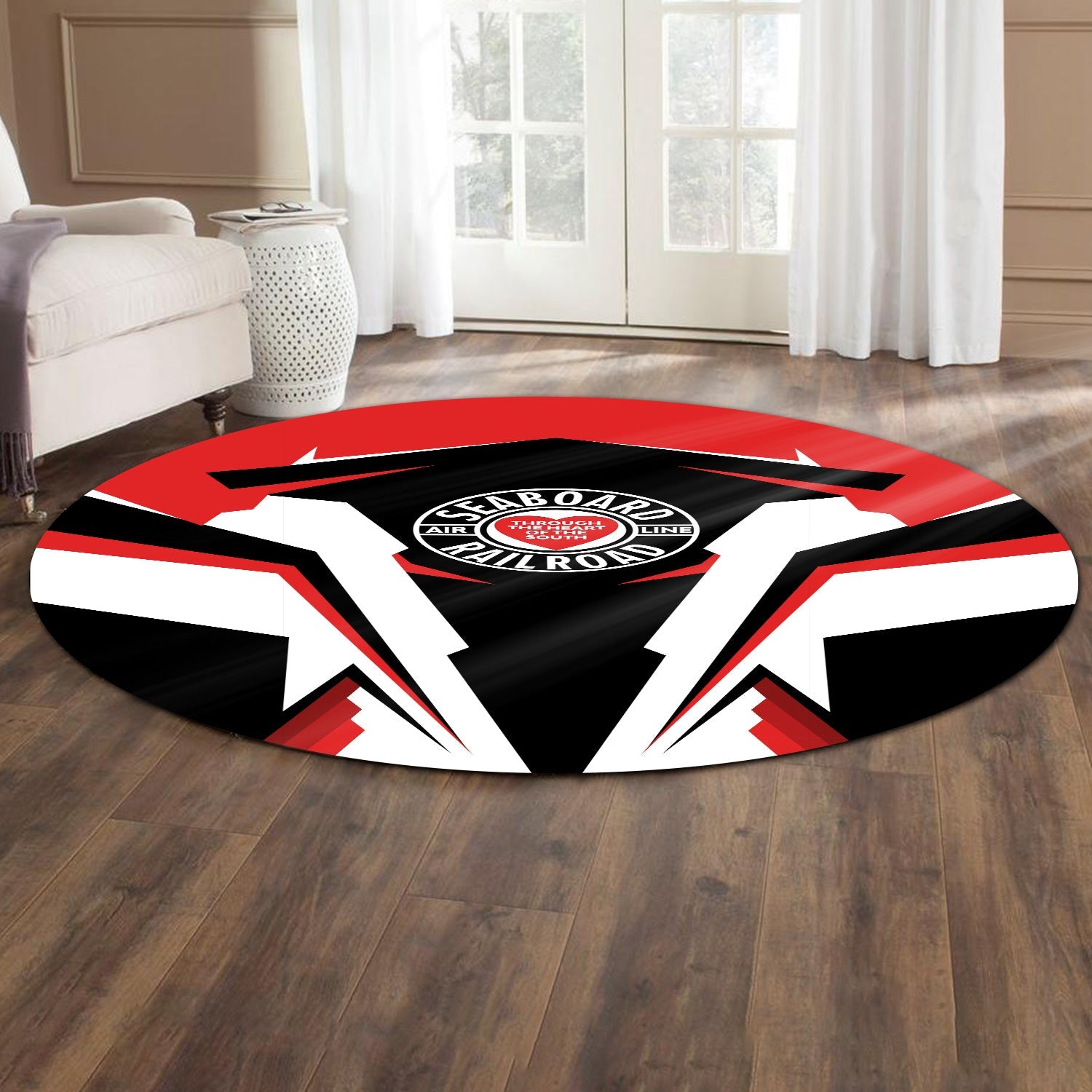 Railspirit Seaboard Air Line Railroad Round Mat Strong Line Style Rug All Over Print
