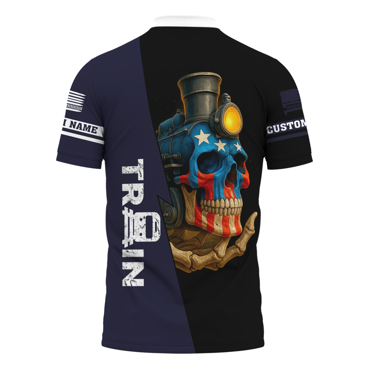 Railspirit Personalized Chessie System Railroad Polo Shirt Train Skull American Flag Shirt All Over Print