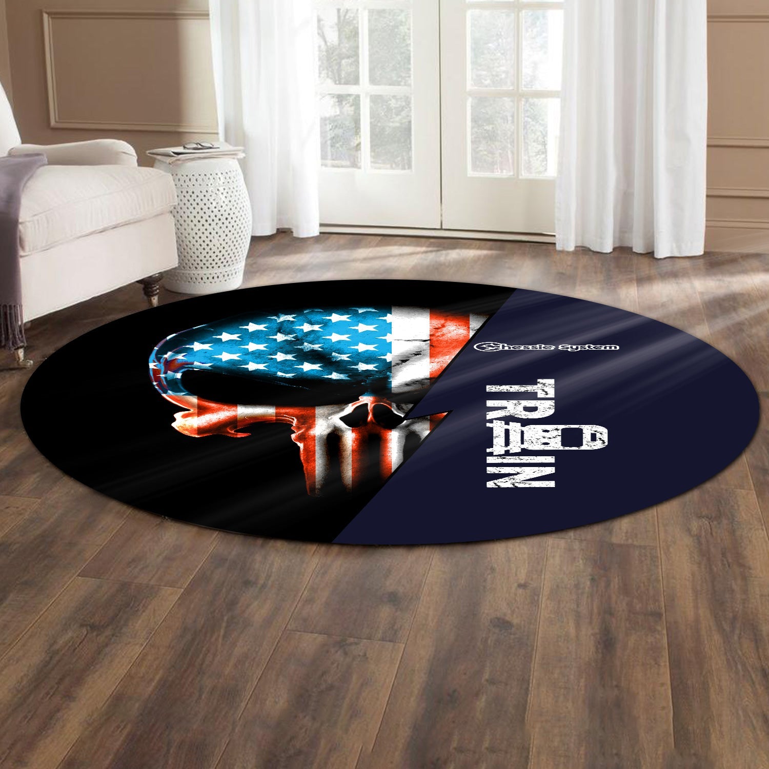 Railspirit Chessie System Railroad Round Mat Train Skull American Flag Style Rug All Over Print
