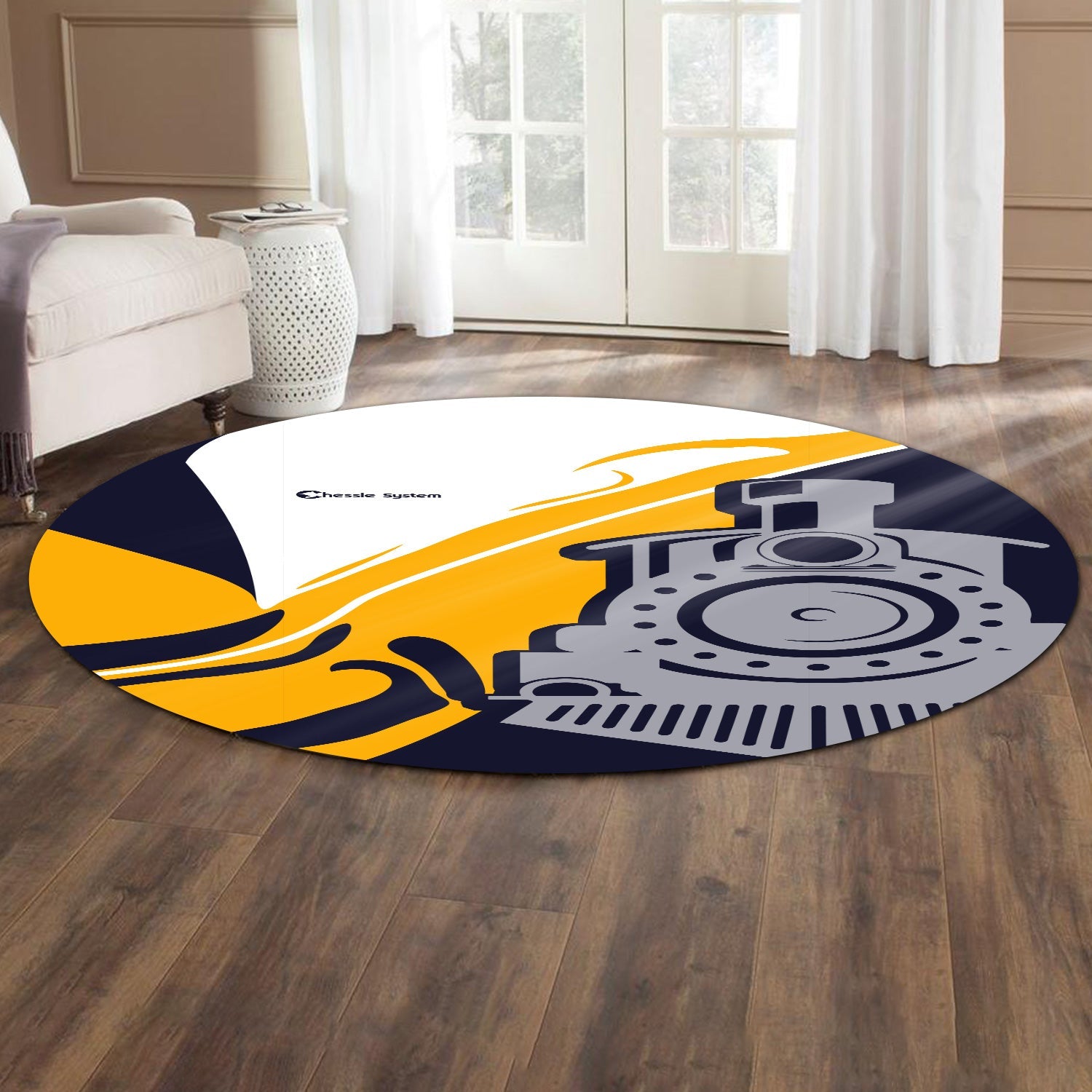 Railspirit Chessie System Railroad Round Mat Flame-Inspired Style Mat Gift Idea For Train Lovers