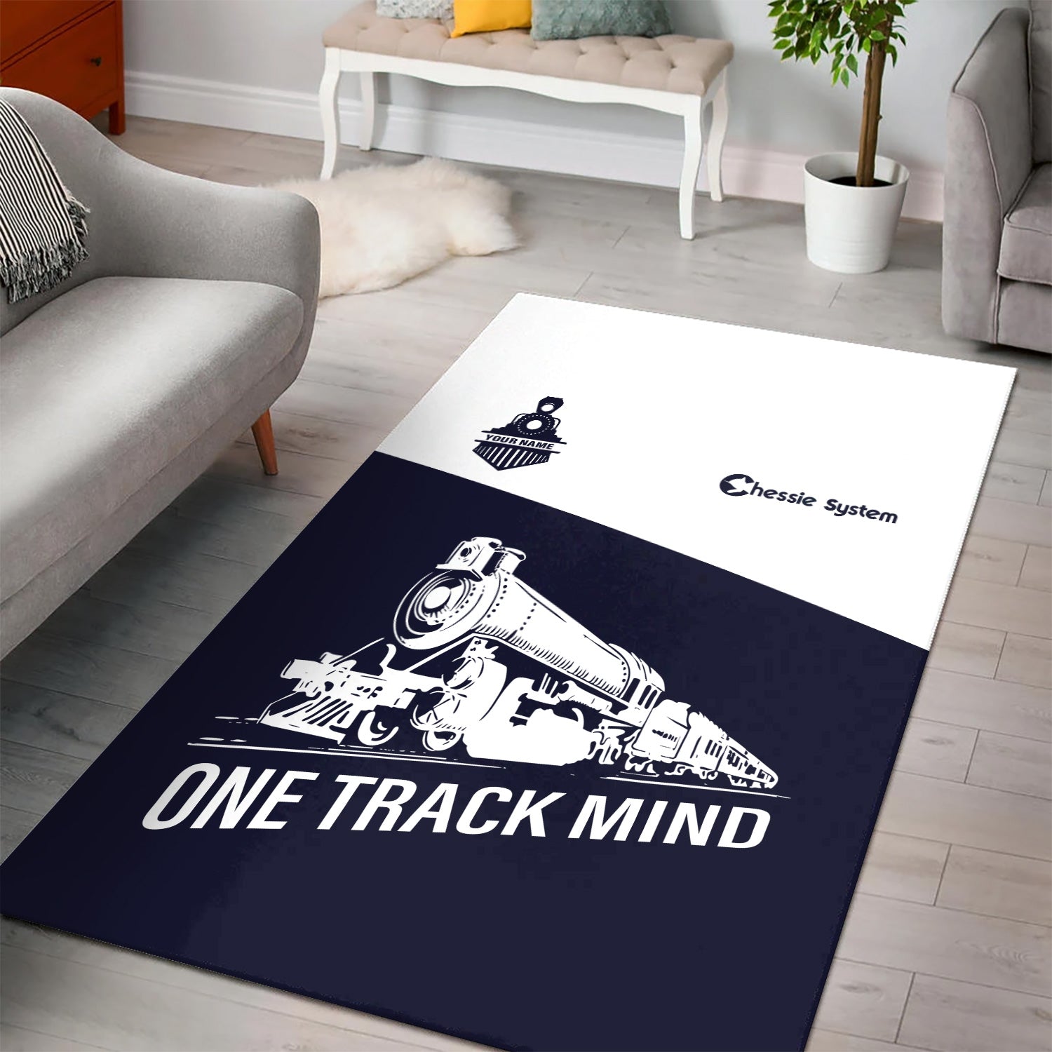 Railspirit Personalized Chessie System Railroad Area Rug One Track Mind Train Rug Gift Idea For Train Lover