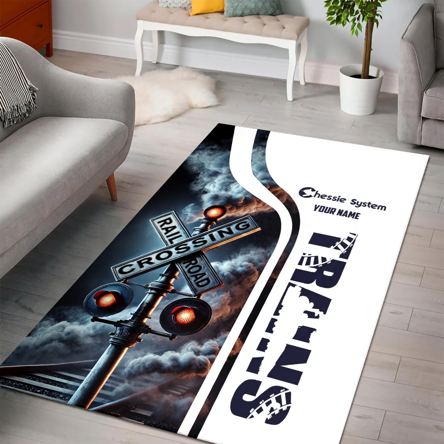 Railspirit Personalized Chessie System Railroad Area Rug Railroad Crossing Sign Rug All Over Print