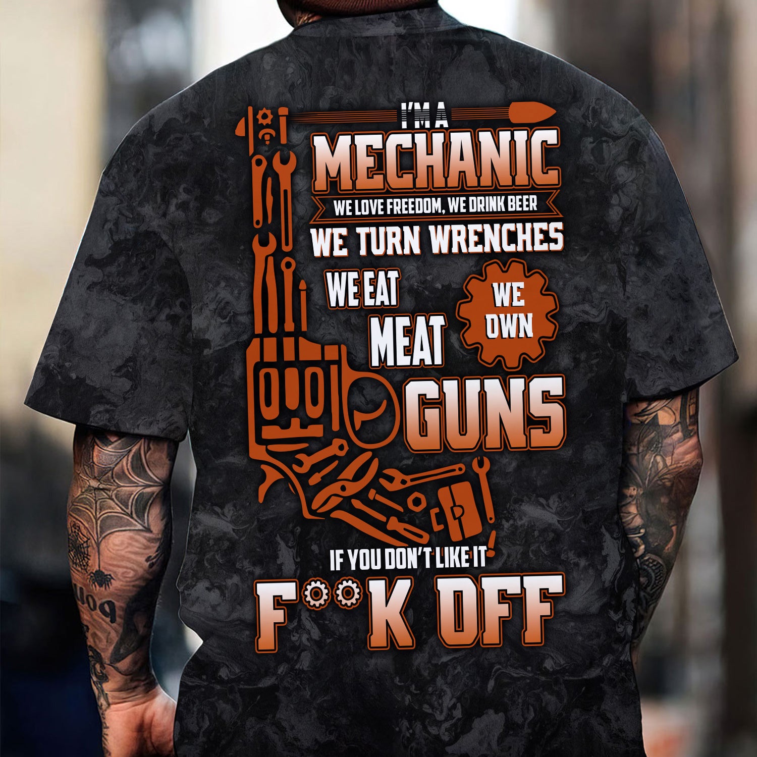 Funny Mechanic T Shirt We Love Freedom We Drink Beer We Turn Wrenches Auto Repair Garage Workwear Tee Patriotic Gift For Men Dad Husband