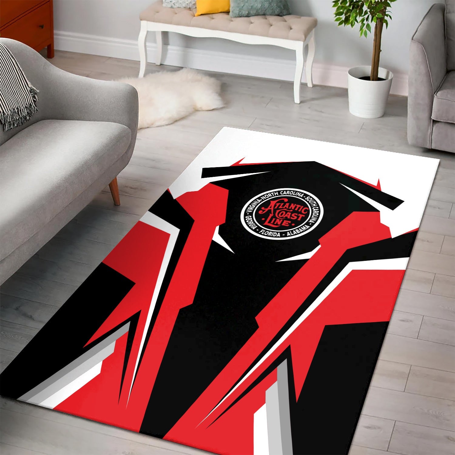 Railspirit Personalized Atlantic Coast Line Railroad Area Rug Strong Line Style Train Area Rug Gift Idea For Train Lover