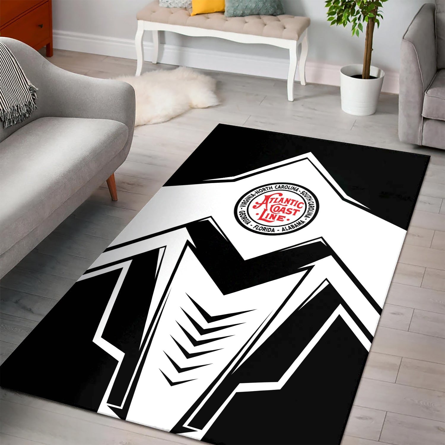 Railspirit Atlantic Coast Line Railroad Area Rug Railway Trainspotter Style Rug Gift Idea For Foamers