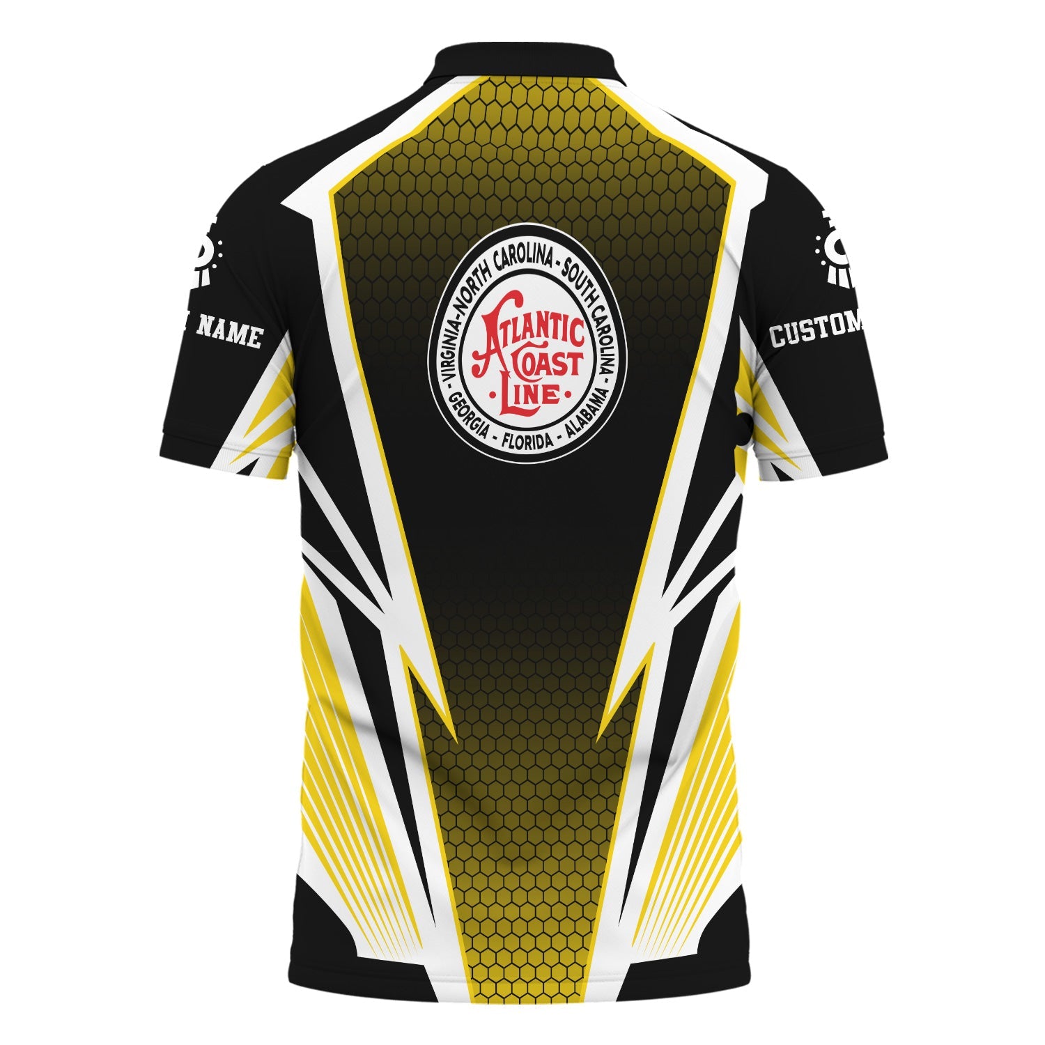 Railspirit Personalized Atlantic Coast Line Railroad Polo Shirt Lightning Graphic Style Shirt Gift Idea For Train Lover