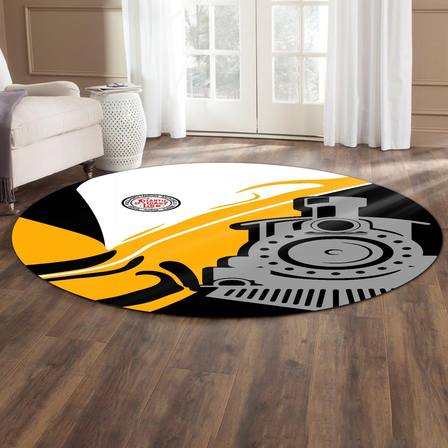 Railspirit Atlantic Coast Line Railroad Round Mat Flame-Inspired Style Mat Gift Idea For Train Lovers