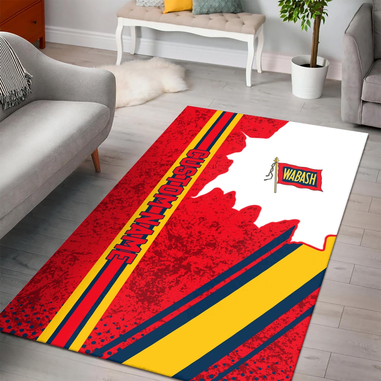 Railspirit Personalized Wabash Railroad Area Rug Vintage All Over Printed Rug