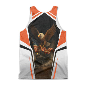 Railspirit Personalized Illinois Central Railroad Men Tank Top American Eagle Vintage Train Shirt