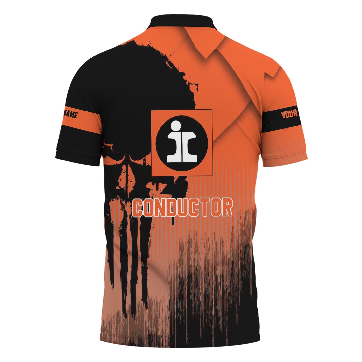 Railspirit Personalized Illinois Central Railroad Polo Shirt Skull Design with Custom Job Train Shirt for Trackhead Crew