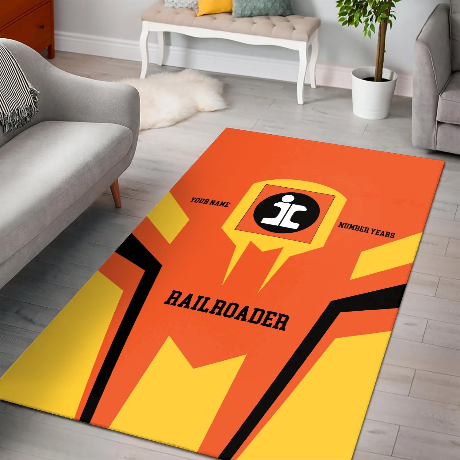 Railspirit Personalized Illinois Central Railroad Area Rug Custom Year Railroader Rug Gift Idea For Train Lover
