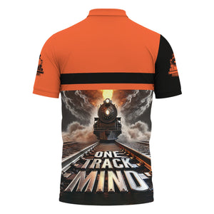 Railspirit Personalized Illinois Central Railroad Polo Shirt One Track Mind Train Printed Shirt