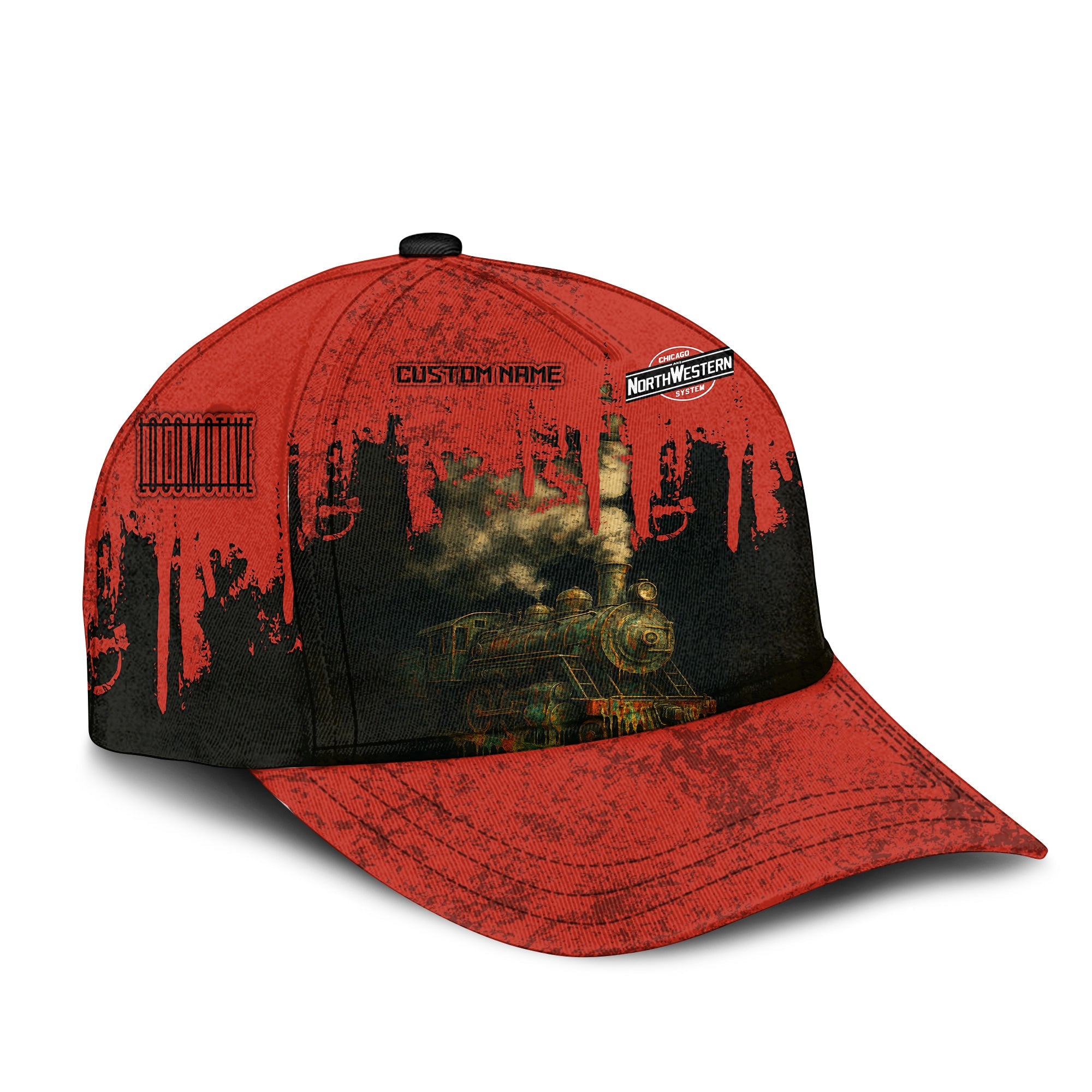 Railspirit Personalized Chicago and North Western Railway Classic Cap Vintage Train Art Style Cap For Locomotive Fans