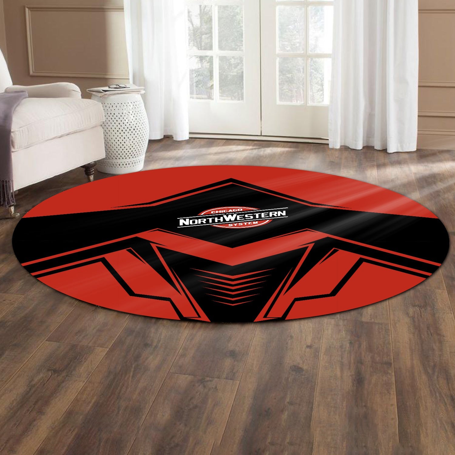 Railspirit Chicago and North Western Railway Round Mat Railway Trainspotter Style Mat Gift Idea For Foamers