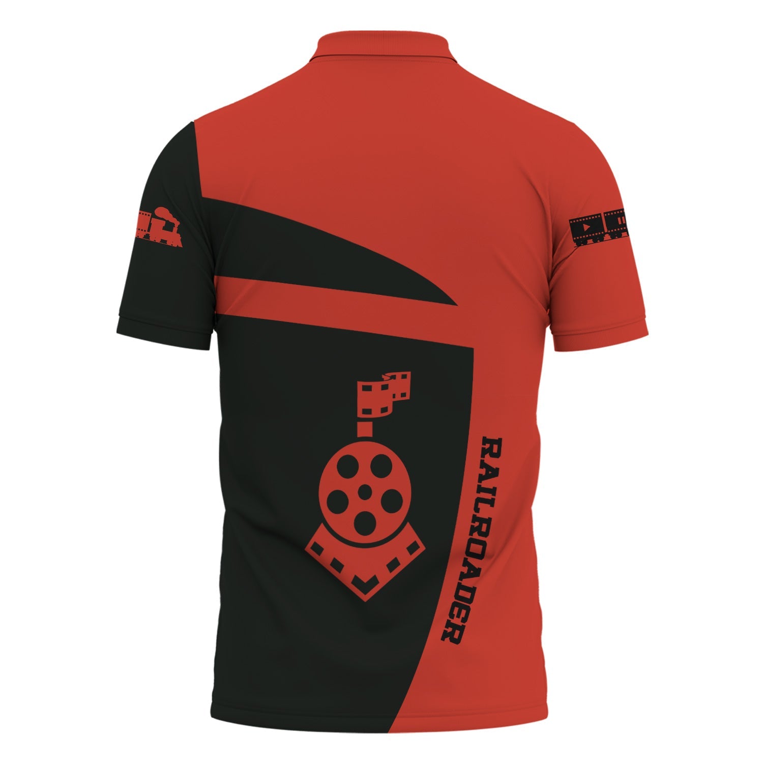 Railspirit Personalized Chicago and North Western Railway Polo Shirt All Aboard Steam Train Movie Projector Style Shirt