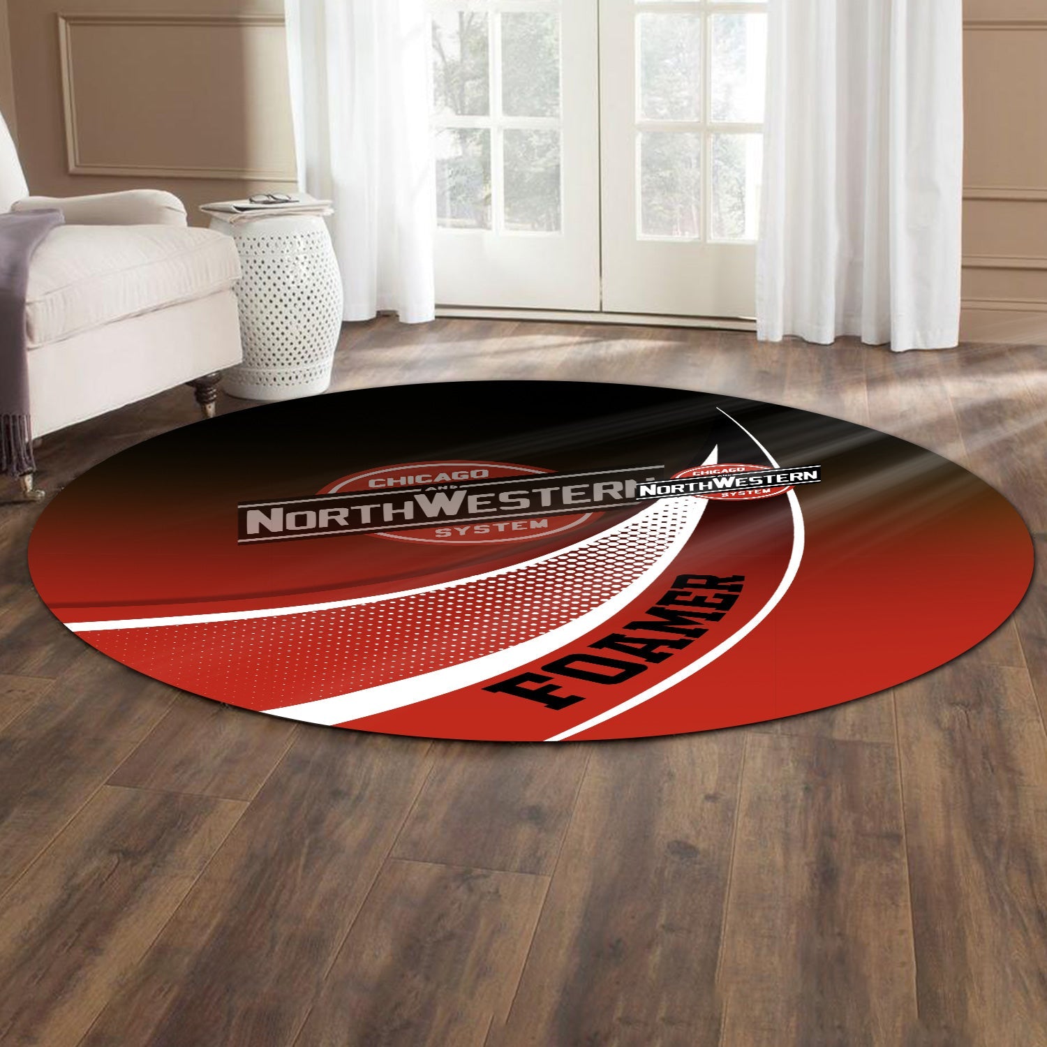 Railspirit Chicago and North Western Railway Round Mat Railway-Themed Style Mat Gift Idea For Trainspotter