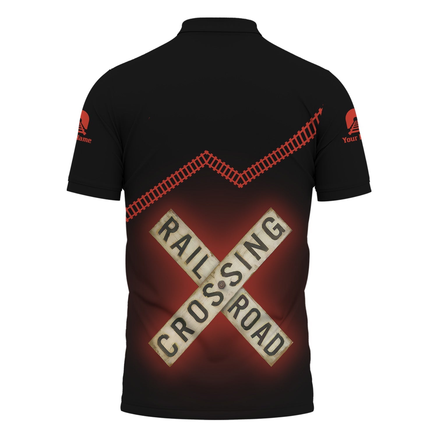 Railspirit Personalized Chicago and North Western Railway Polo Shirt Railroad Crossing Printed Train Track Shirt