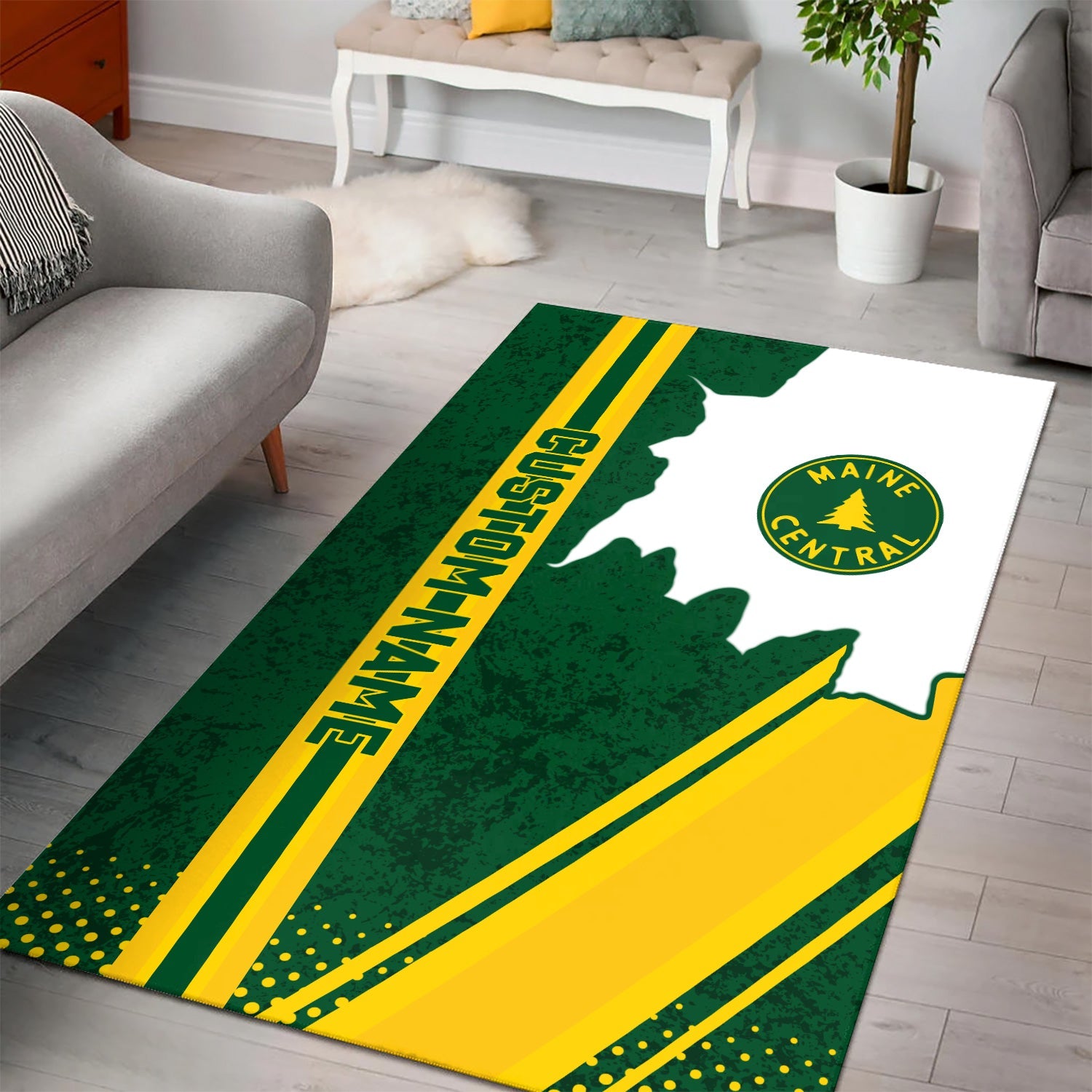 Railspirit Personalized Maine Central Railroad Area Rug Vintage All Over Printed Rug