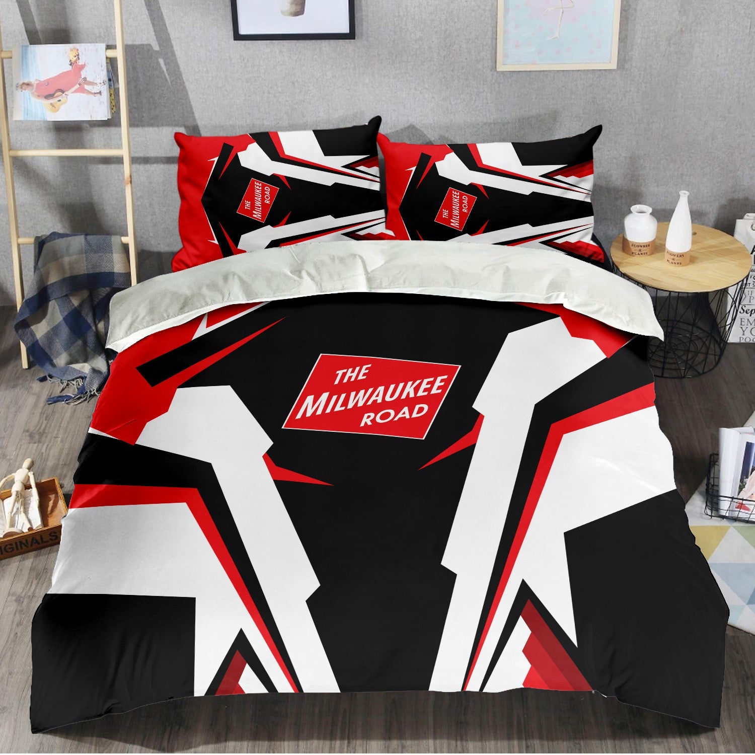 Railspirit Chicago, Milwaukee, St. Paul and Pacific Railroad Bedding Set Strong Line Style Milwaukee Road Bedding Set All Over Print