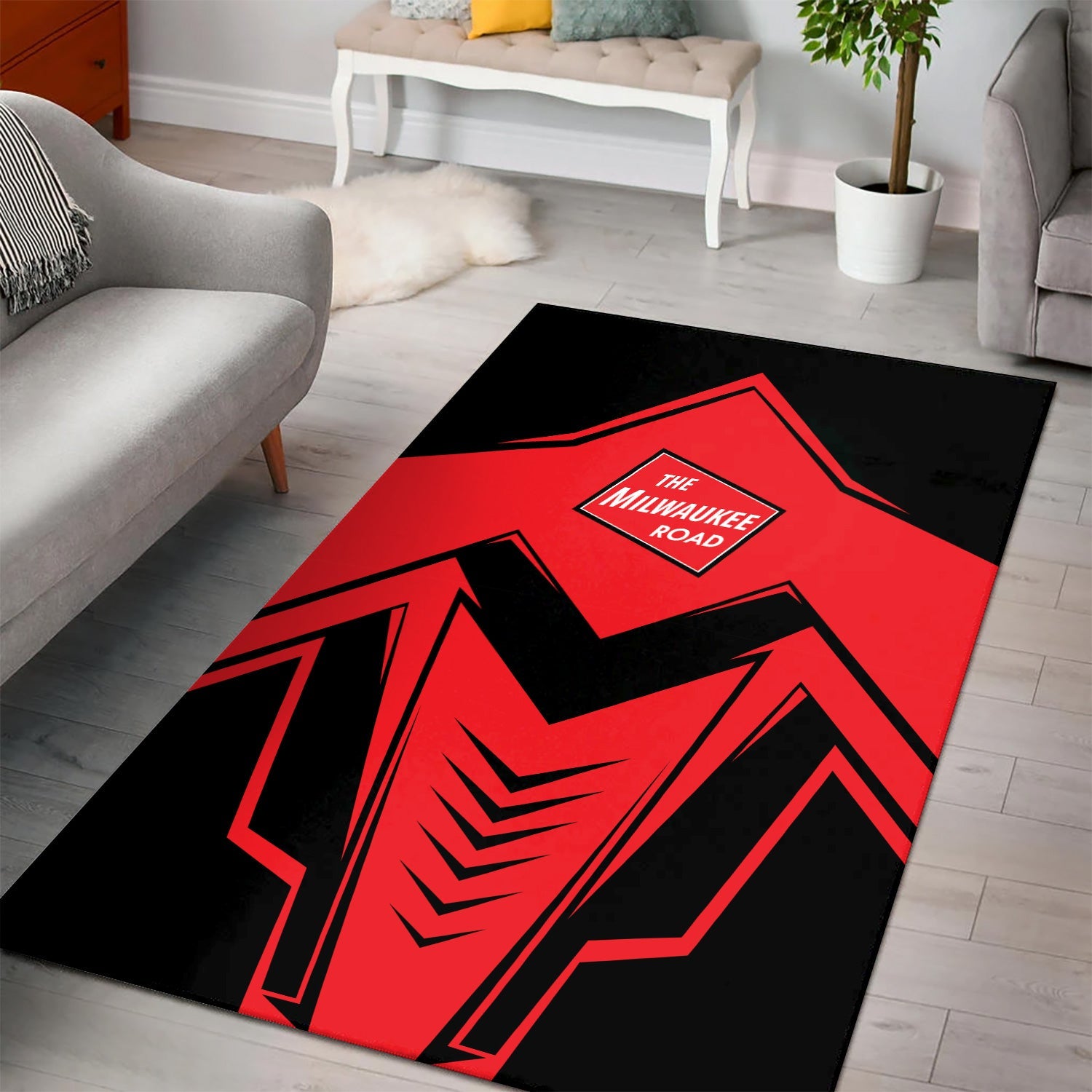 Railspirit Chicago, Milwaukee, St. Paul and Pacific Railroad Area Rug Railway Trainspotter Style Milwaukee Road Rug Gift Idea For Foamers