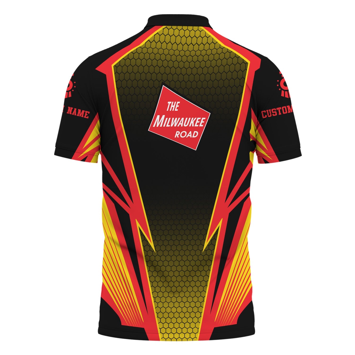 Railspirit Personalized Chicago, Milwaukee, St. Paul and Pacific Railroad Polo Shirt Lightning Graphic Style Milwaukee Road Shirt Gift Idea For Train Lover