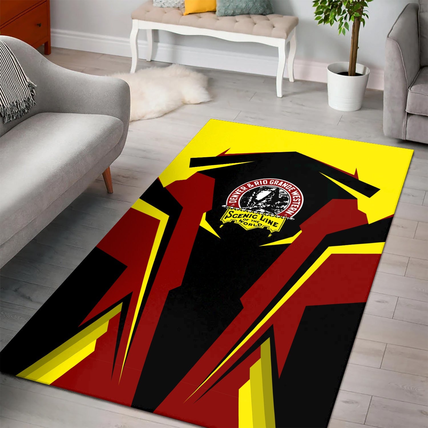 Railspirit Personalized Denver and Rio Grande Western Railroad Area Rug Strong Line Style  Train Area Rug Gift Idea For Train Lover