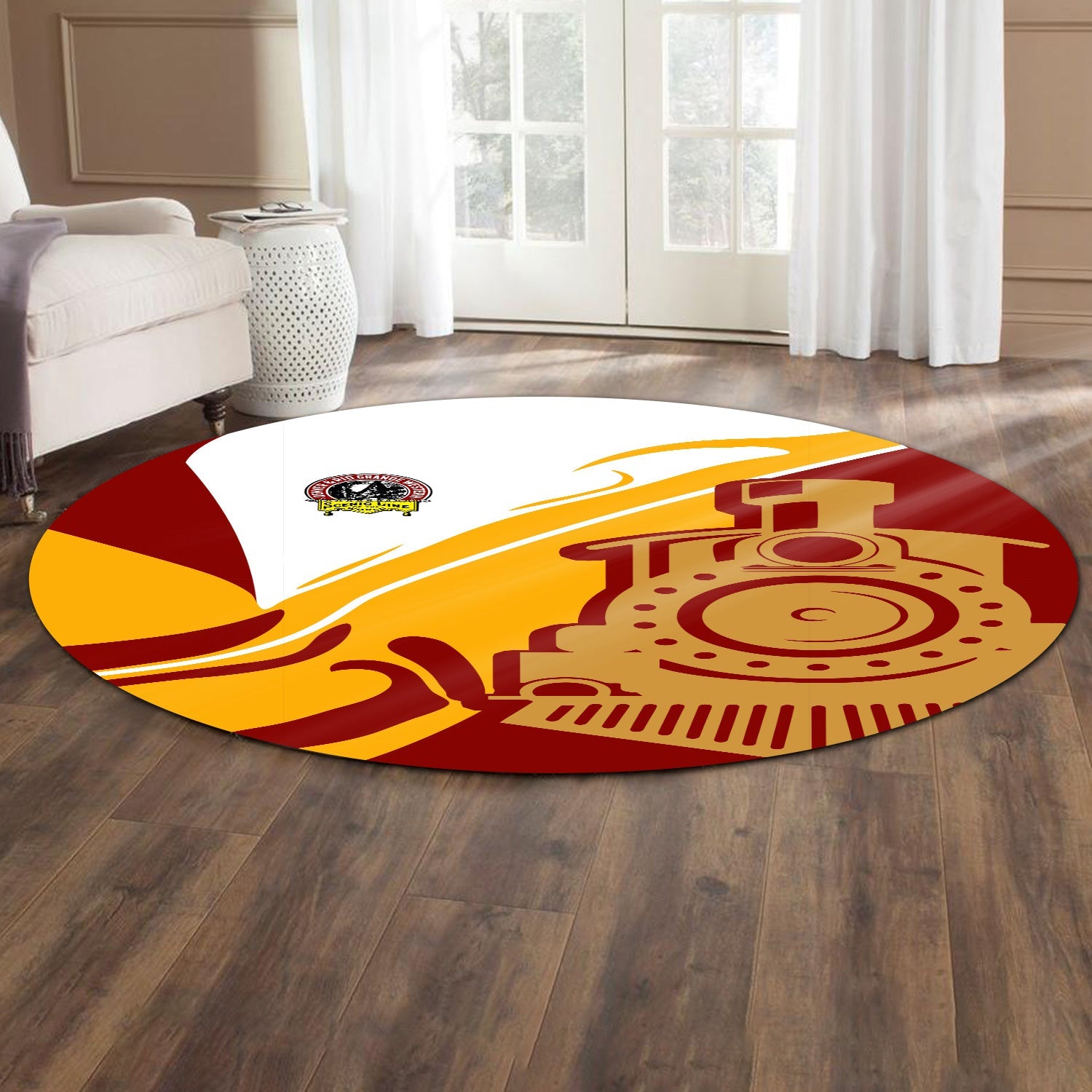 Railspirit Denver and Rio Grande Western Railroad Round Mat Flame-Inspired Style Mat Gift Idea For Train Lovers