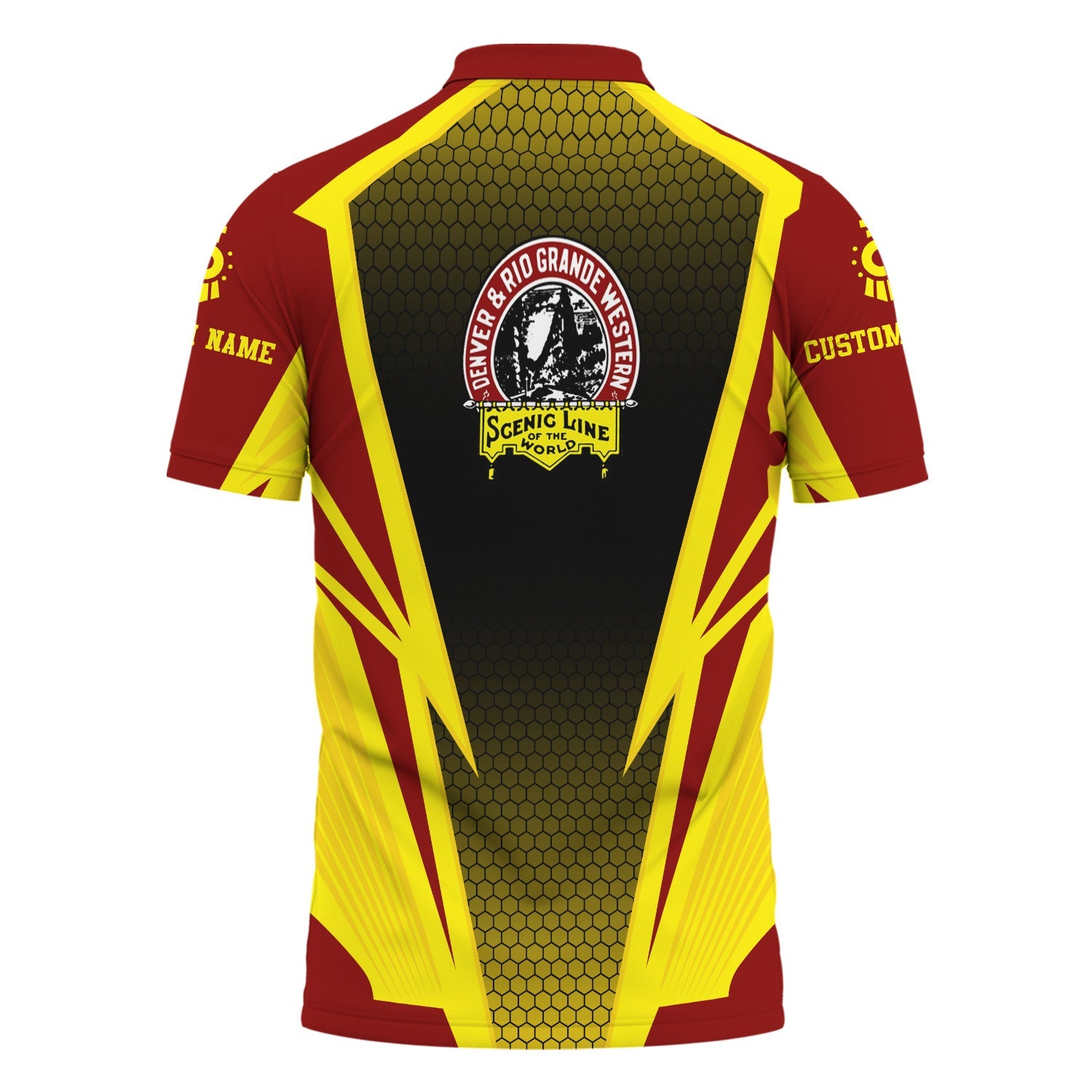 Railspirit Personalized Denver and Rio Grande Western Railroad Polo Shirt Lightning Graphic Style Shirt Gift Idea For Train Lover