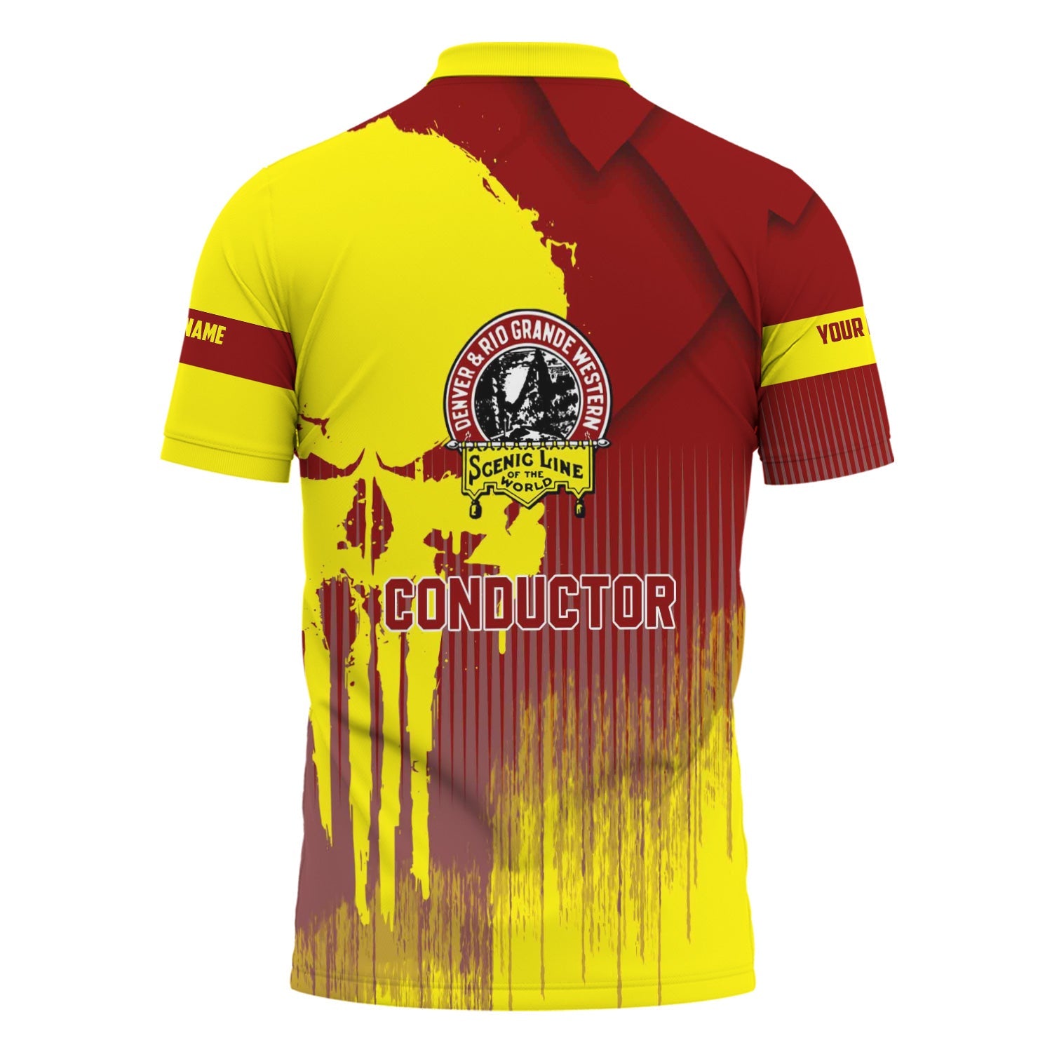 Railspirit Personalized Denver and Rio Grande Western Railroad Polo Shirt Skull Design with Custom Job Train Shirt for Trackhead Crew