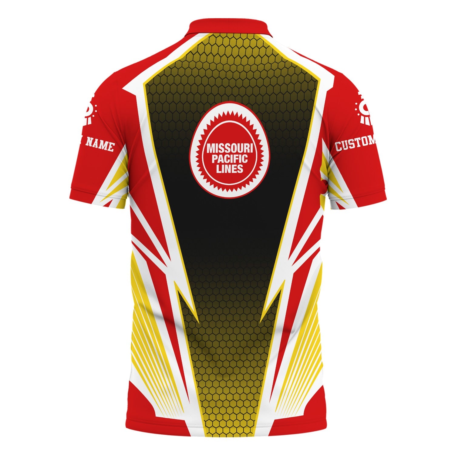 Railspirit Personalized Missouri Pacific Railroad Polo Shirt Lightning Graphic Style Shirt Gift Idea For Train Lover