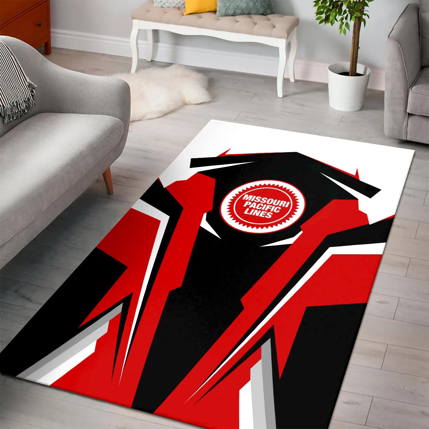 Railspirit Personalized Missouri Pacific Railroad Area Rug Strong Line Style Train Area Rug Gift Idea For Train Lover