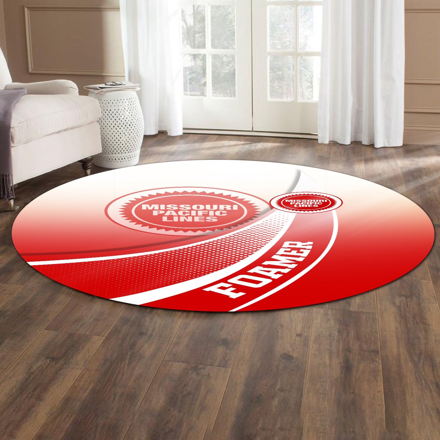 Railspirit Missouri Pacific Railroad Round Mat Railway-Themed Style Mat Gift Idea For Trainspotter