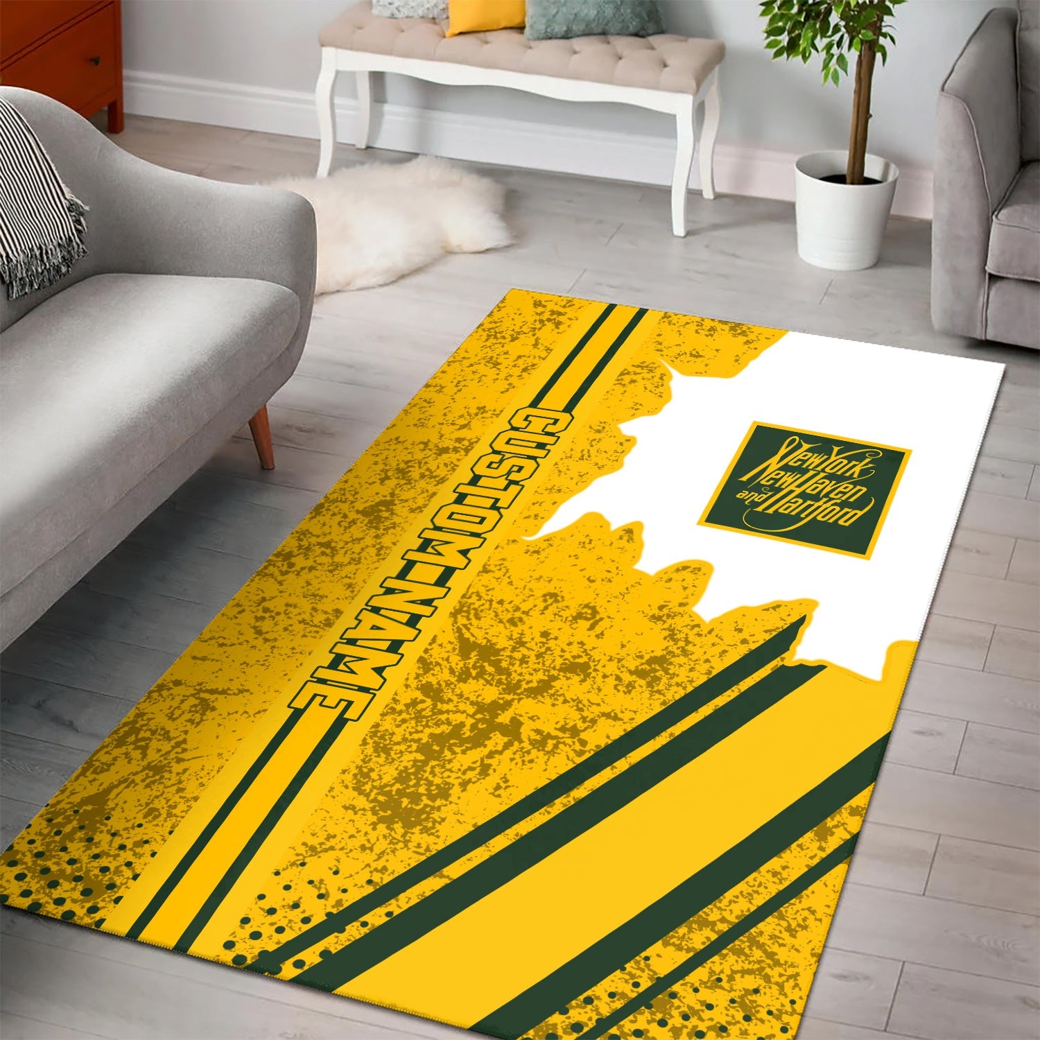 Railspirit Personalized New York, New Haven and Hartford Railroad Area Rug Vintage New Haven Railroad All Over Printed Rug
