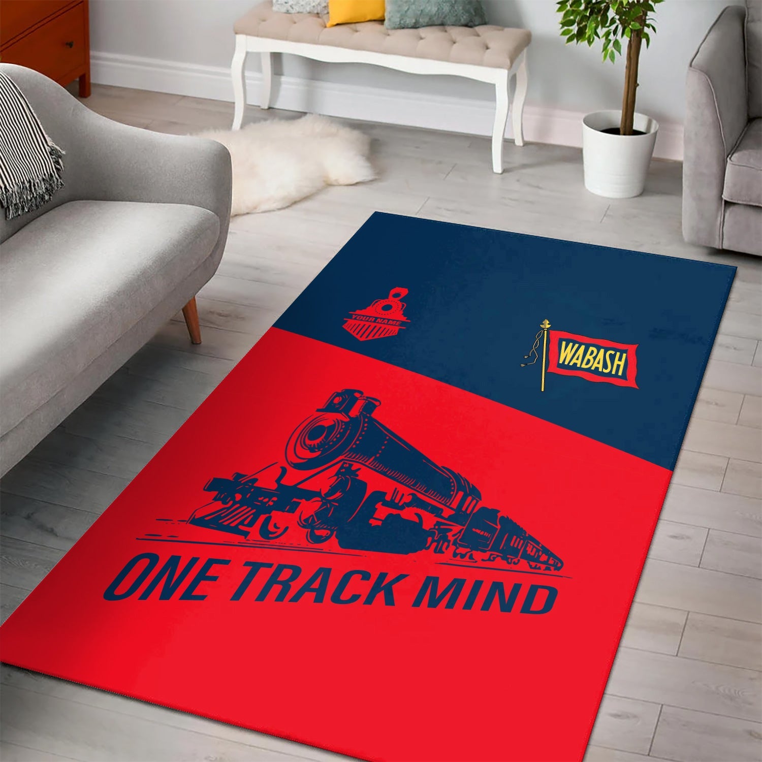 Railspirit Personalized Wabash Railroad Area Rug One Track Mind Train Rug Gift Idea For Train Lover