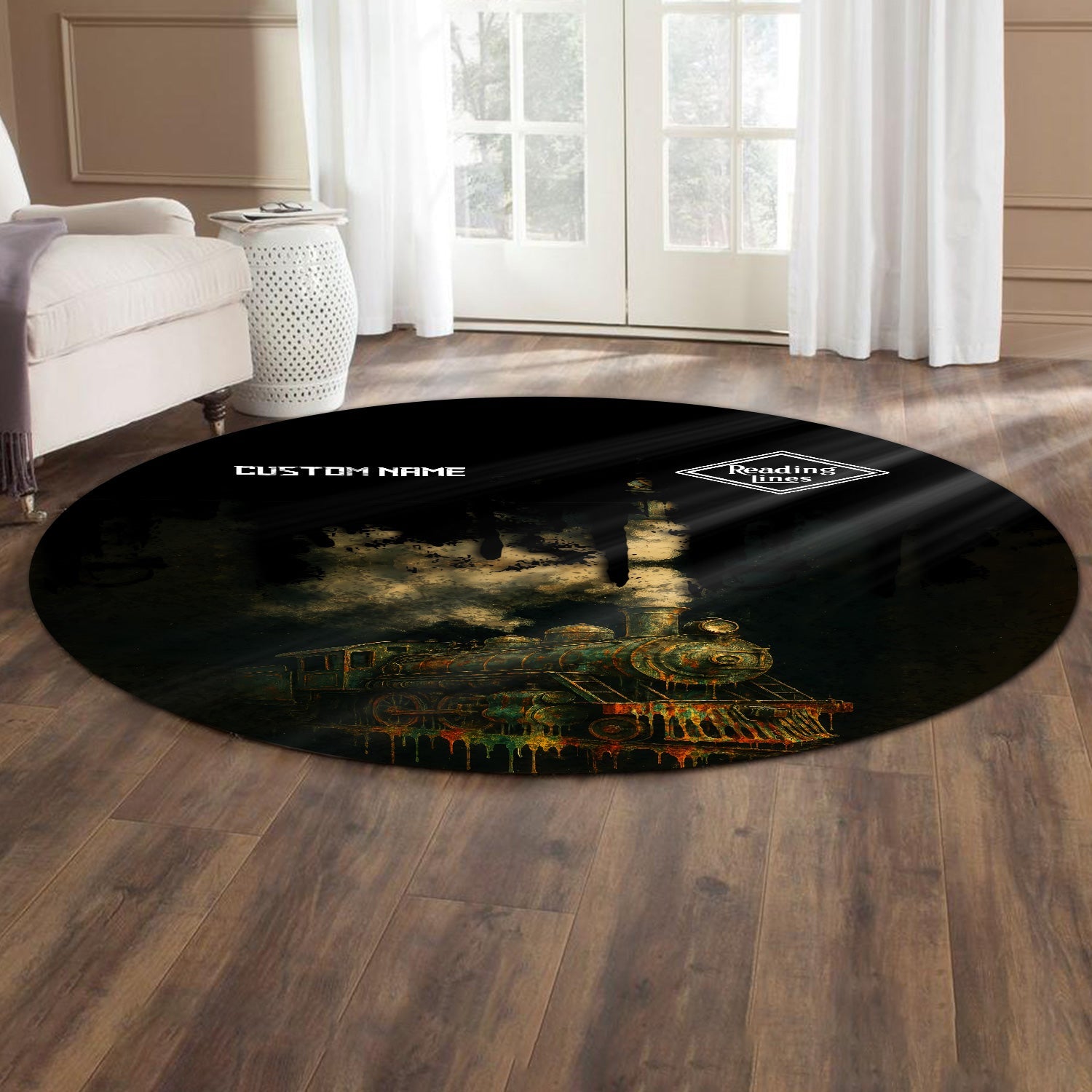 Railspirit Personalized Reading Railroad Round Mat Vintage Train Art Style Mat For Locomotive Fans
