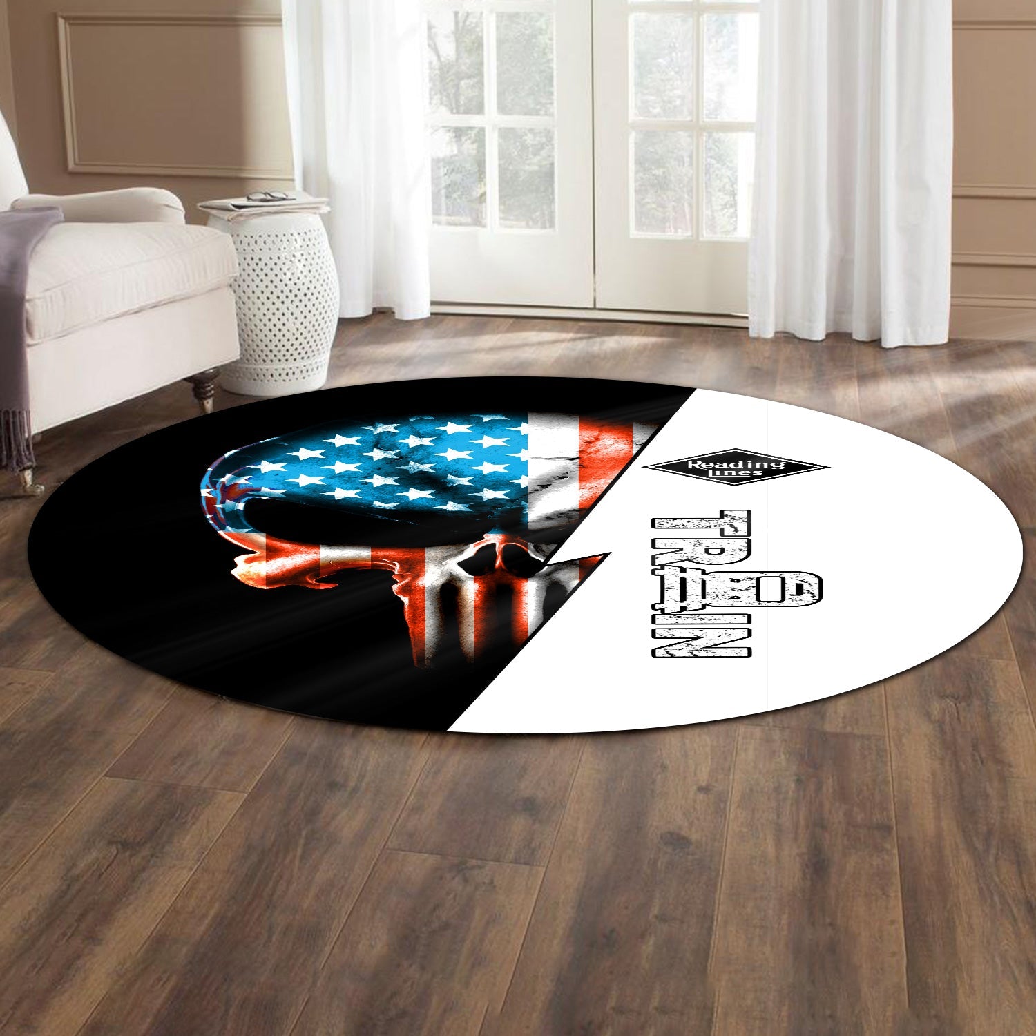 Railspirit Reading Railroad Round Mat Train Skull American Flag Style Rug All Over Print