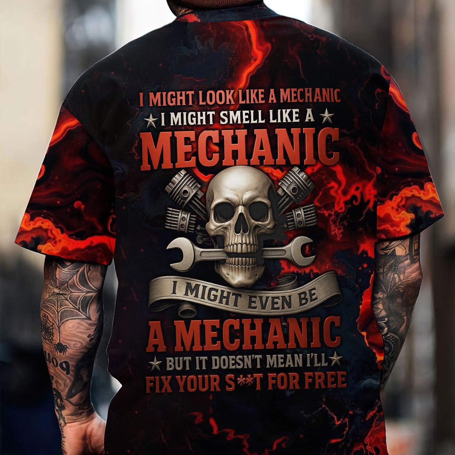 I Might Even Be A Mechanic Skull T Shirt Humor Quote Unique Gift For Him Her Garage Fans Auto Repair Lover Car Enthusiast Technician Tee