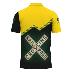 Railspirit Personalized Maine Central Railroad Polo Shirt Railroad Crossing Printed Train Track Shirt