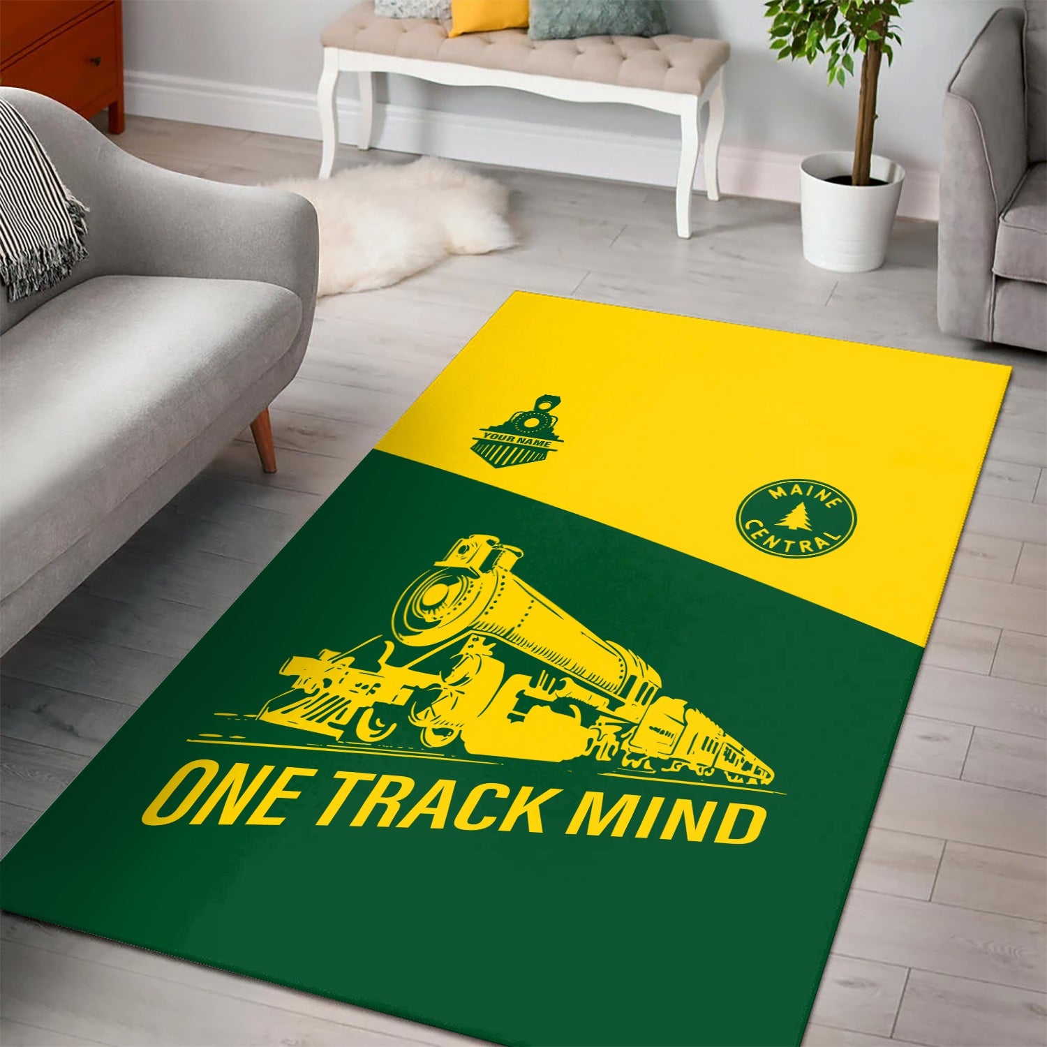 Railspirit Personalized Maine Central Railroad Area Rug One Track Mind Train Rug Gift Idea For Train Lover