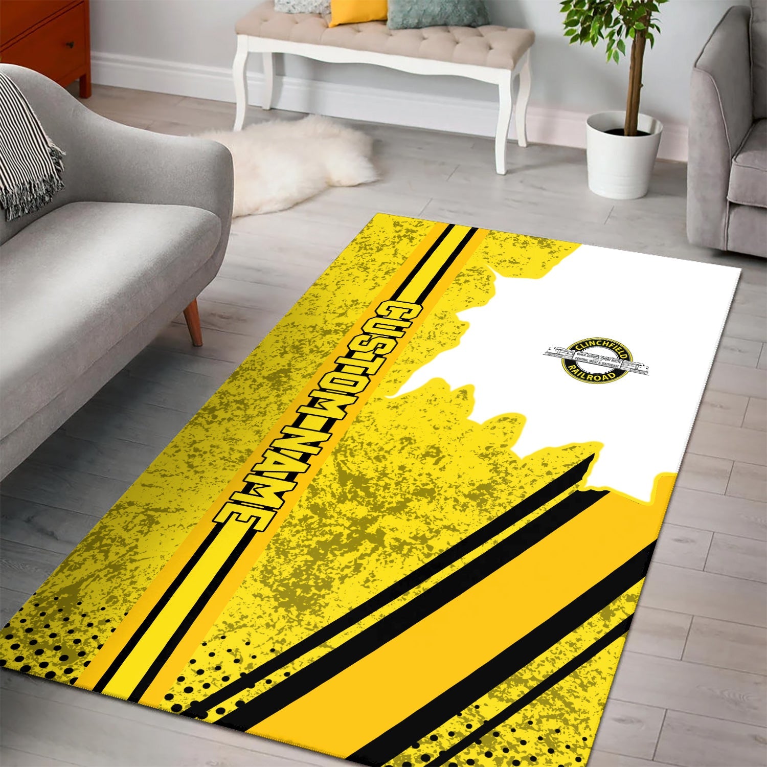 Railspirit Personalized Clinchfield Railroad Area Rug Vintage All Over Printed Rug