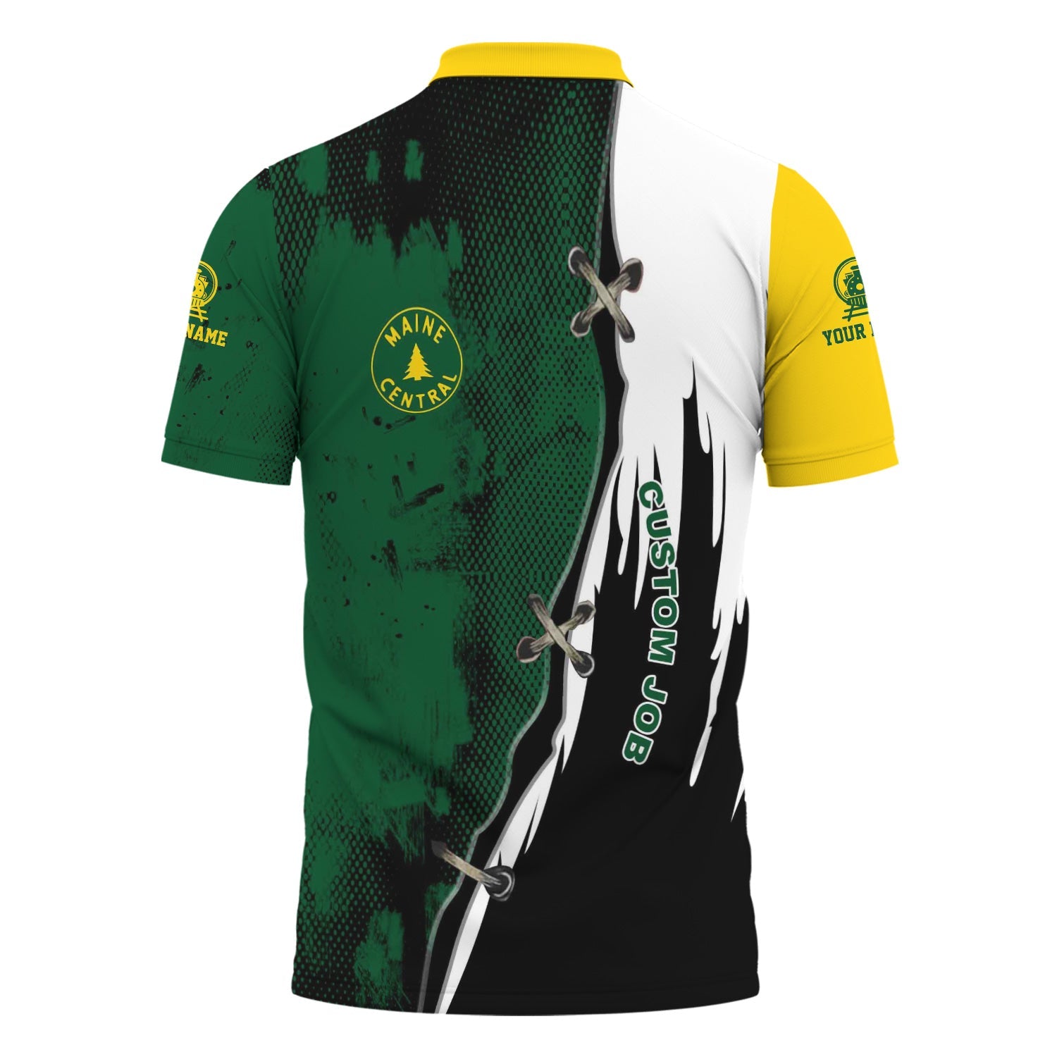 Railspirit Personalized Maine Central Railroad Polo Shirt Retro Stitches Design with Custom Position Train Shirt