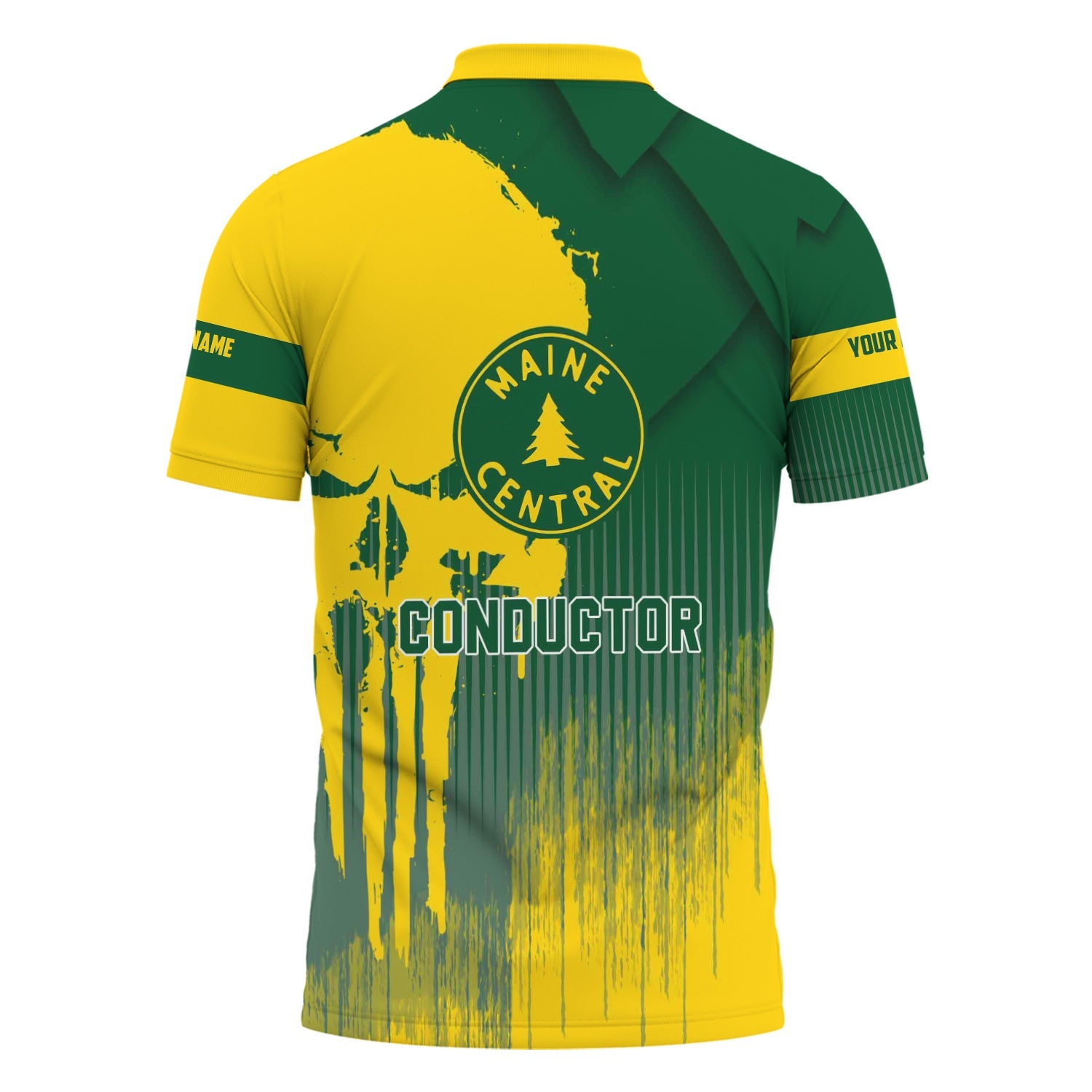 Railspirit Personalized Maine Central Railroad Polo Shirt Skull Design with Custom Job Train Shirt for Trackhead Crew