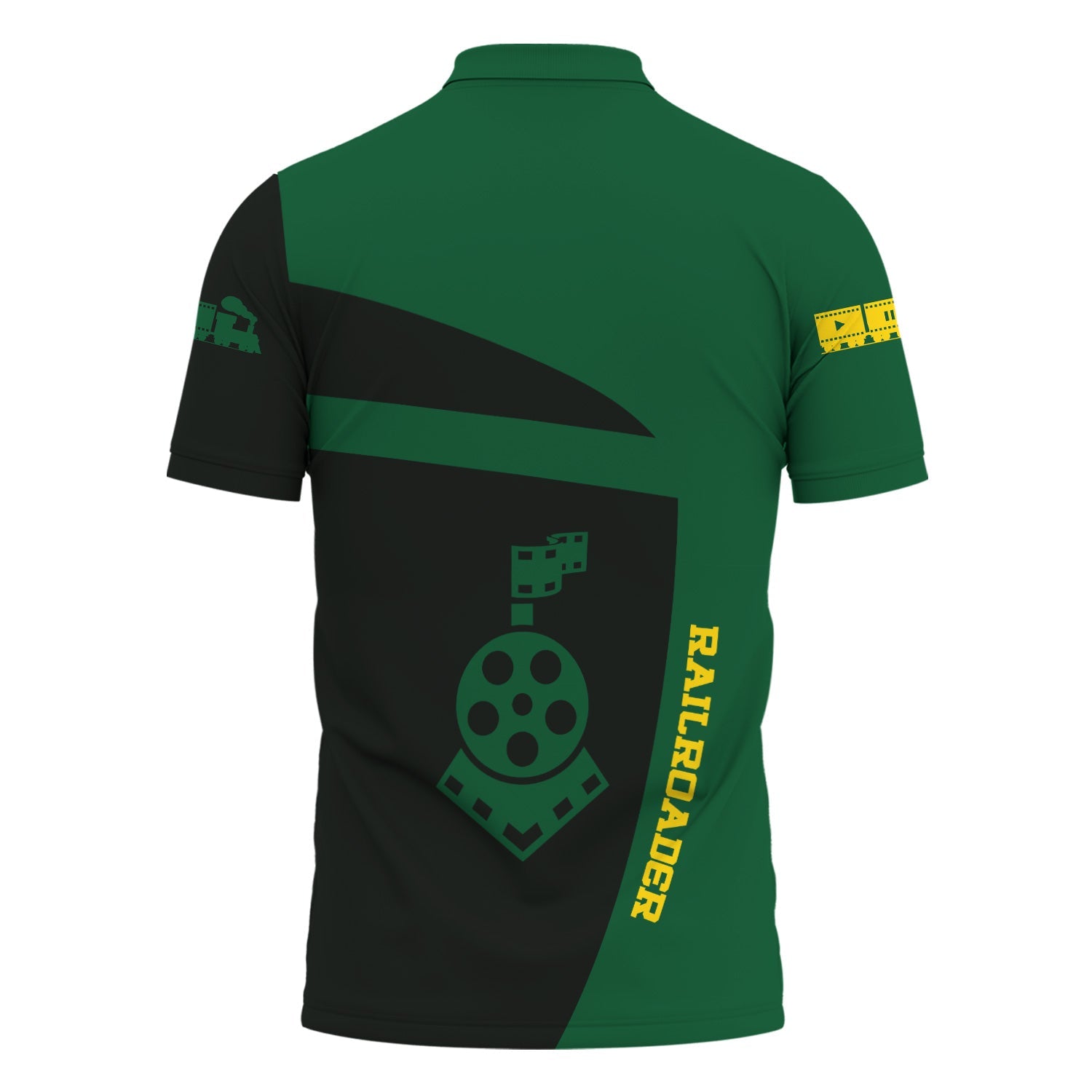 Railspirit Personalized Maine Central Railroad Polo Shirt All Aboard Steam Train Movie Projector Style Shirt