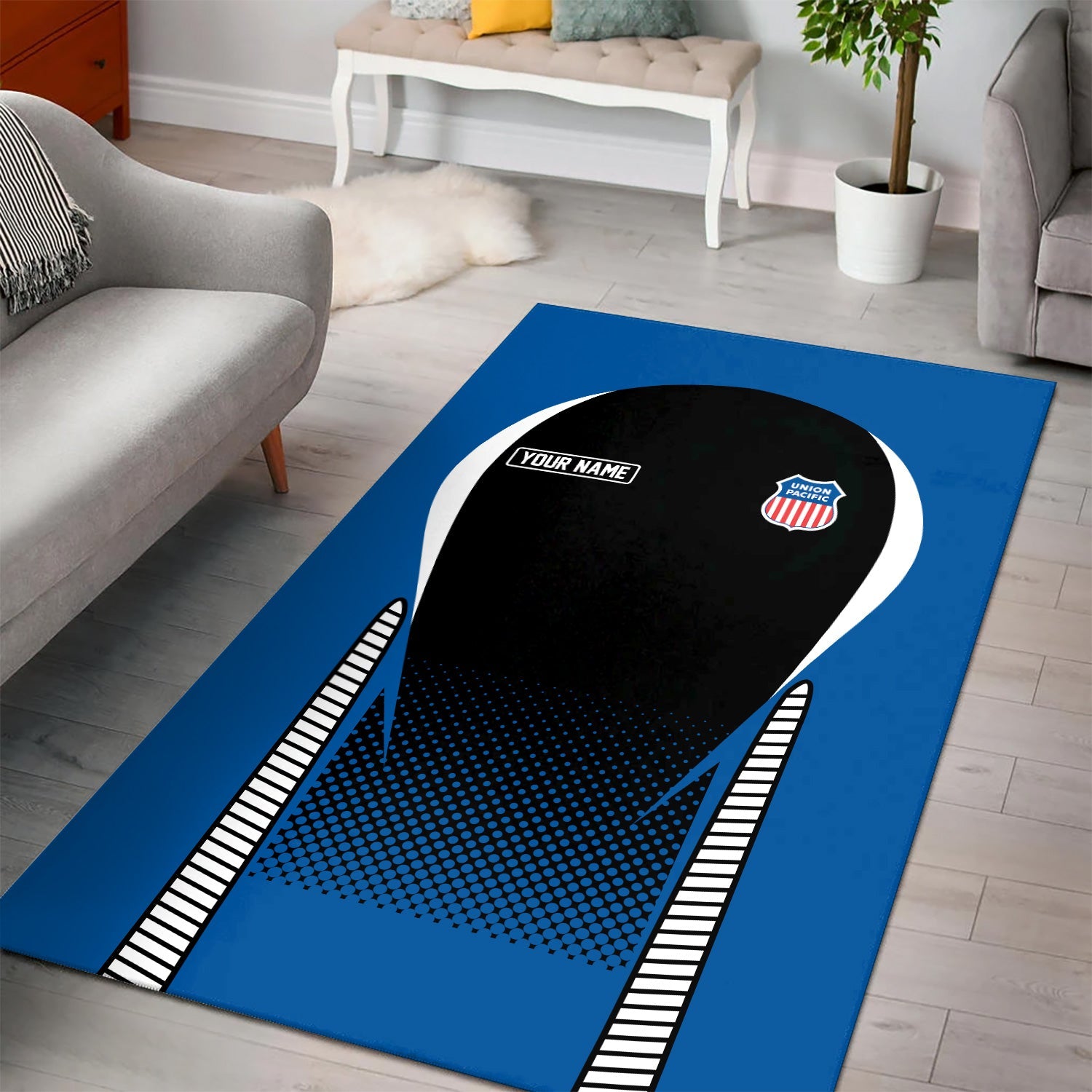 Railspirit Personalized Union Pacific Railroad Area Rug Big Boy All Over Printed Rug