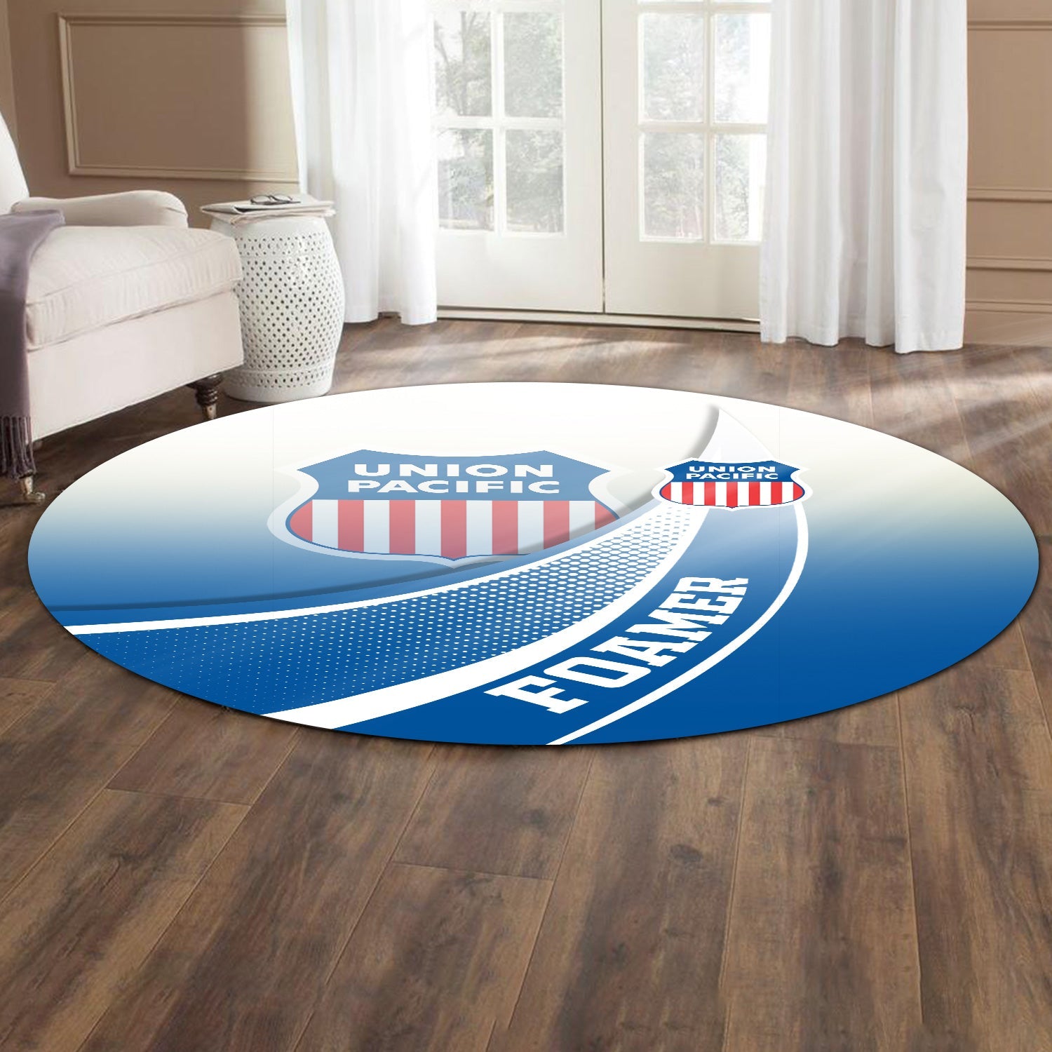 Railspirit Union Pacific Railroad Round Mat Railway-Themed Style Big Boy Mat Gift Idea For Trainspotter