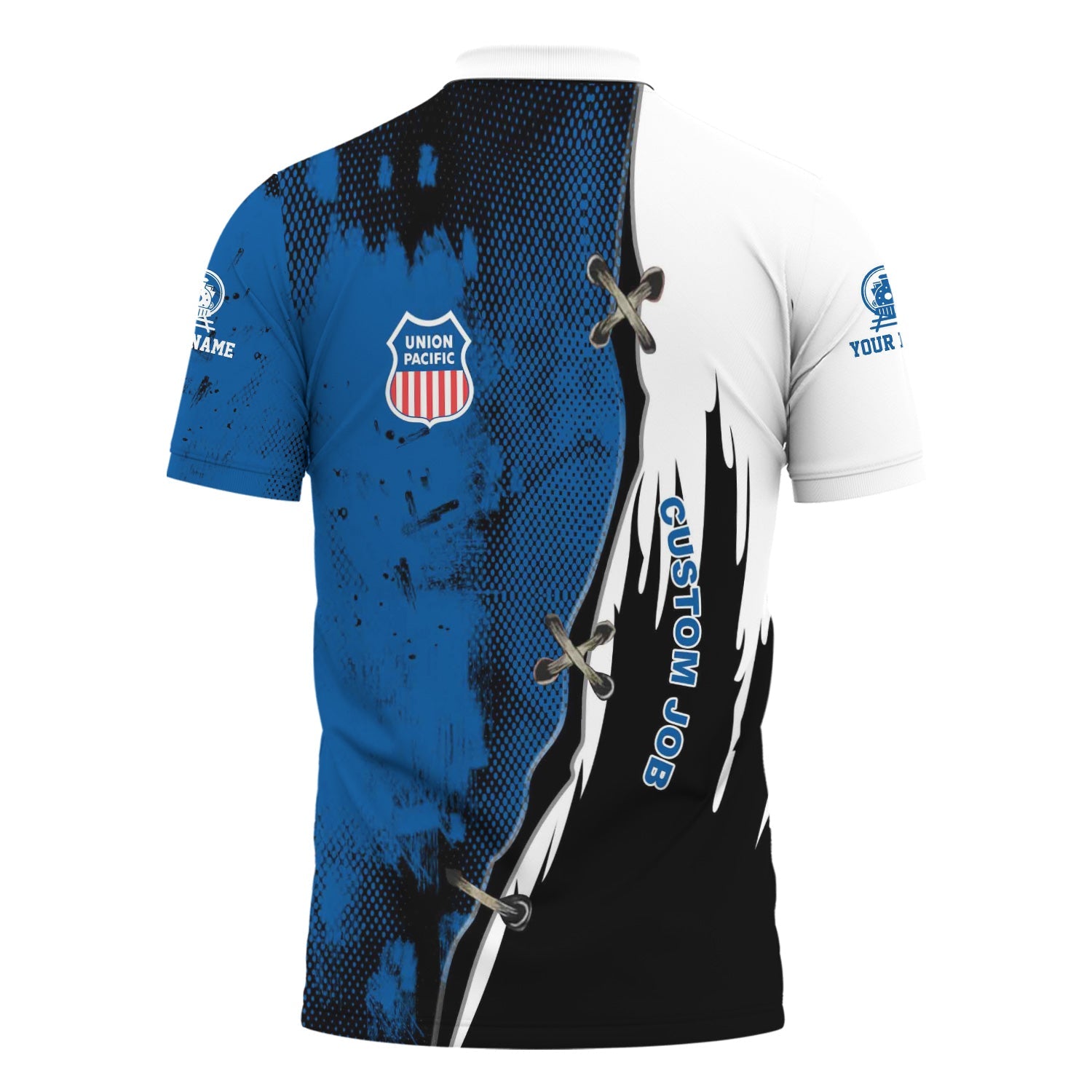 Railspirit Personalized Union Pacific Railroad Polo Shirt Retro Stitches Design with Custom Position Big Boy Train Shirt