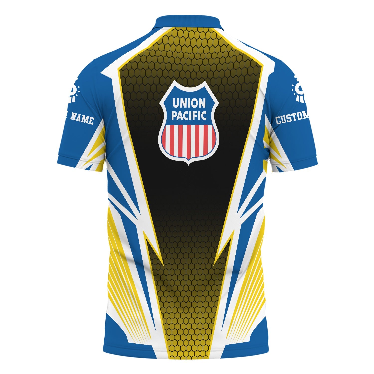 Railspirit Personalized Union Pacific Railroad Polo Shirt Lightning Graphic Style Big Boy Shirt Gift Idea For Train Lover