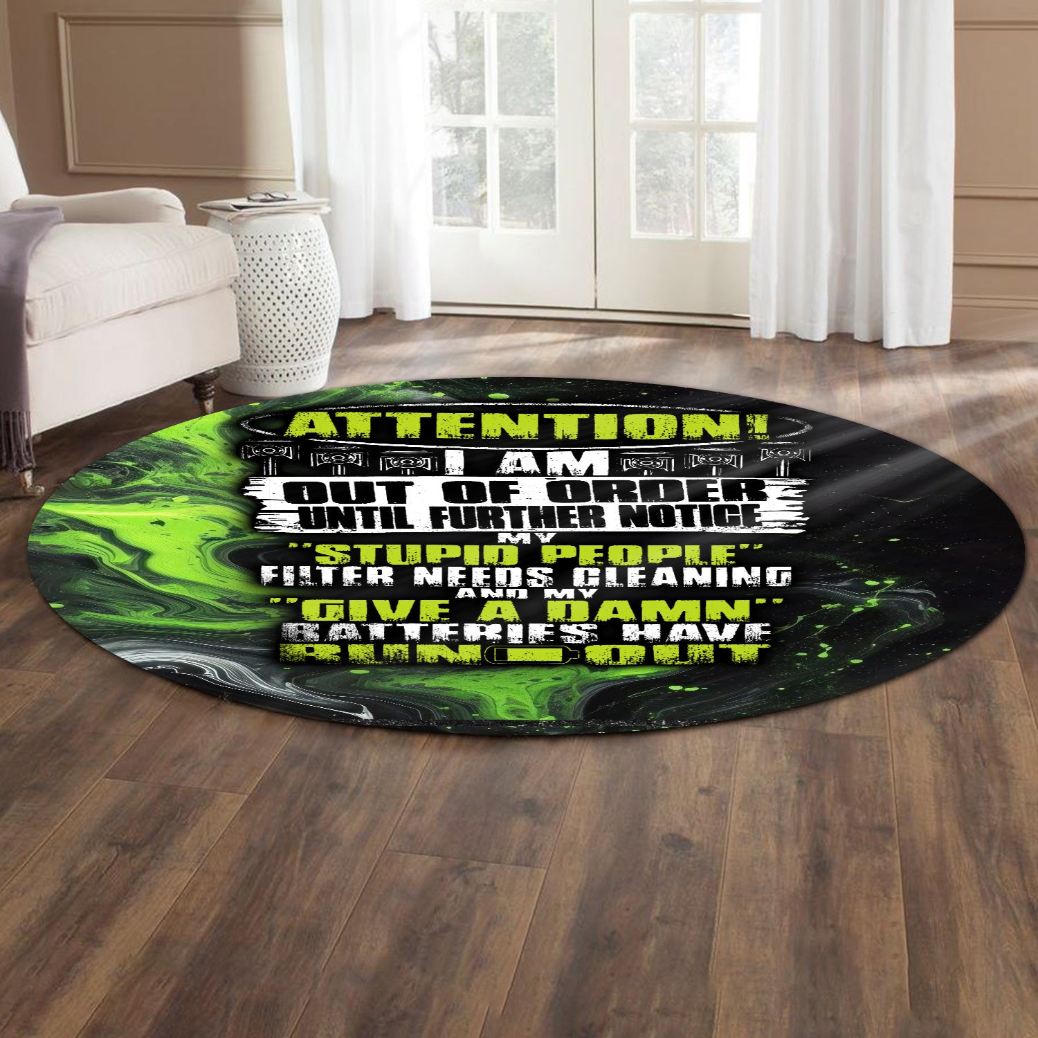 Vintage Mechanic Round Mat Attention I Am Out Of Order Until Further Notice Rug Home Decor