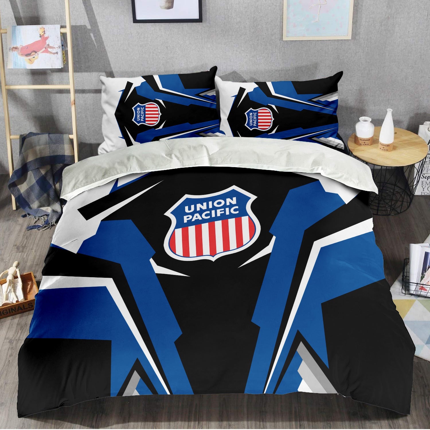 Railspirit Union Pacific Railroad Bedding Set Strong Line Style Big Boy Bedding Set All Over Print